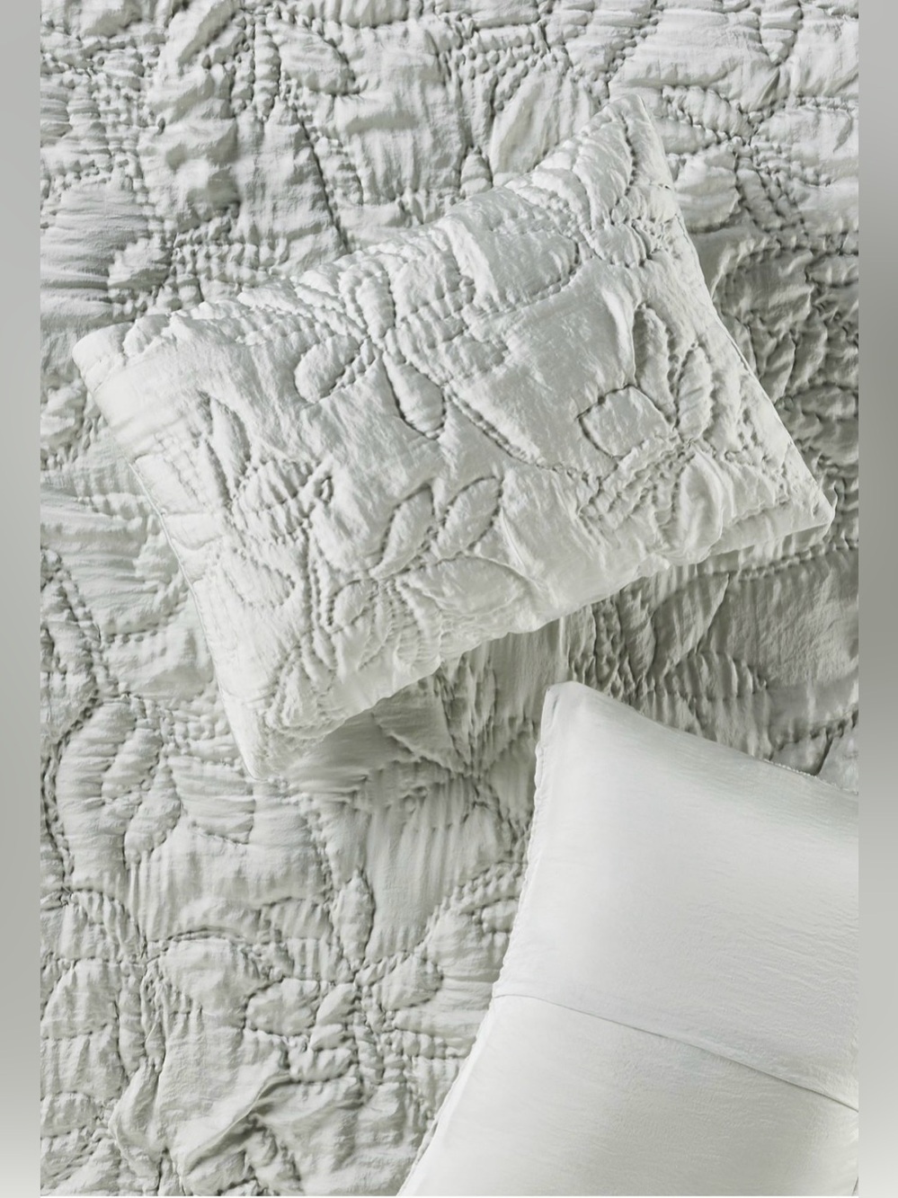 Anthropologie Silken Floral Stitched Shams, set of 2